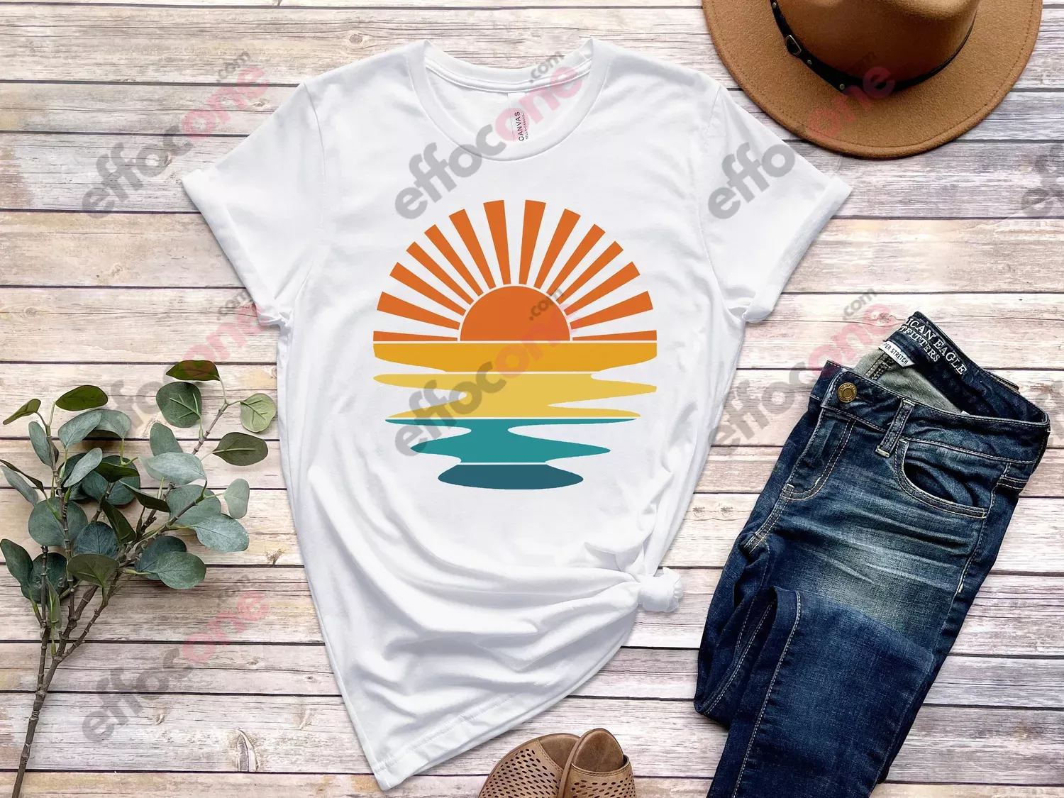 Retro Sunset Rays Wavy Shirt, Vintage Shirt, Retro Sunshine Shirt