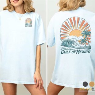 Classic beach outfit featuring a Gulf Coast sunrise graphic