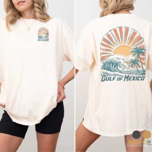 Palm tree and ocean wave sweatshirt for beach lovers