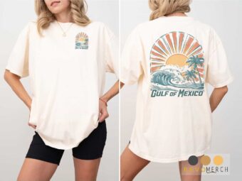 Palm tree and ocean wave sweatshirt for beach lovers