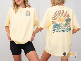 Coastal adventure hoodie featuring vintage sunrise artwork